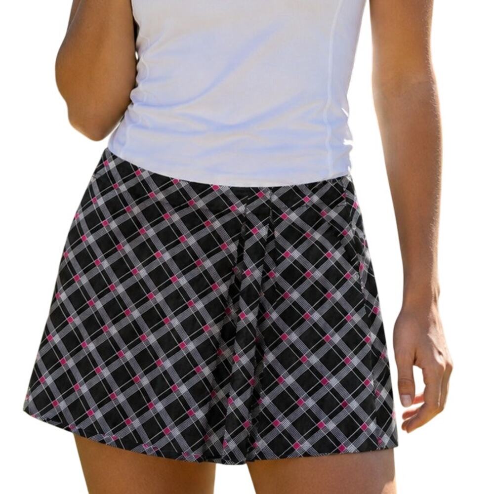 Lady Hagen Plaid Skort Womens Size 16 Black Pink Active Performance Golf Tennis